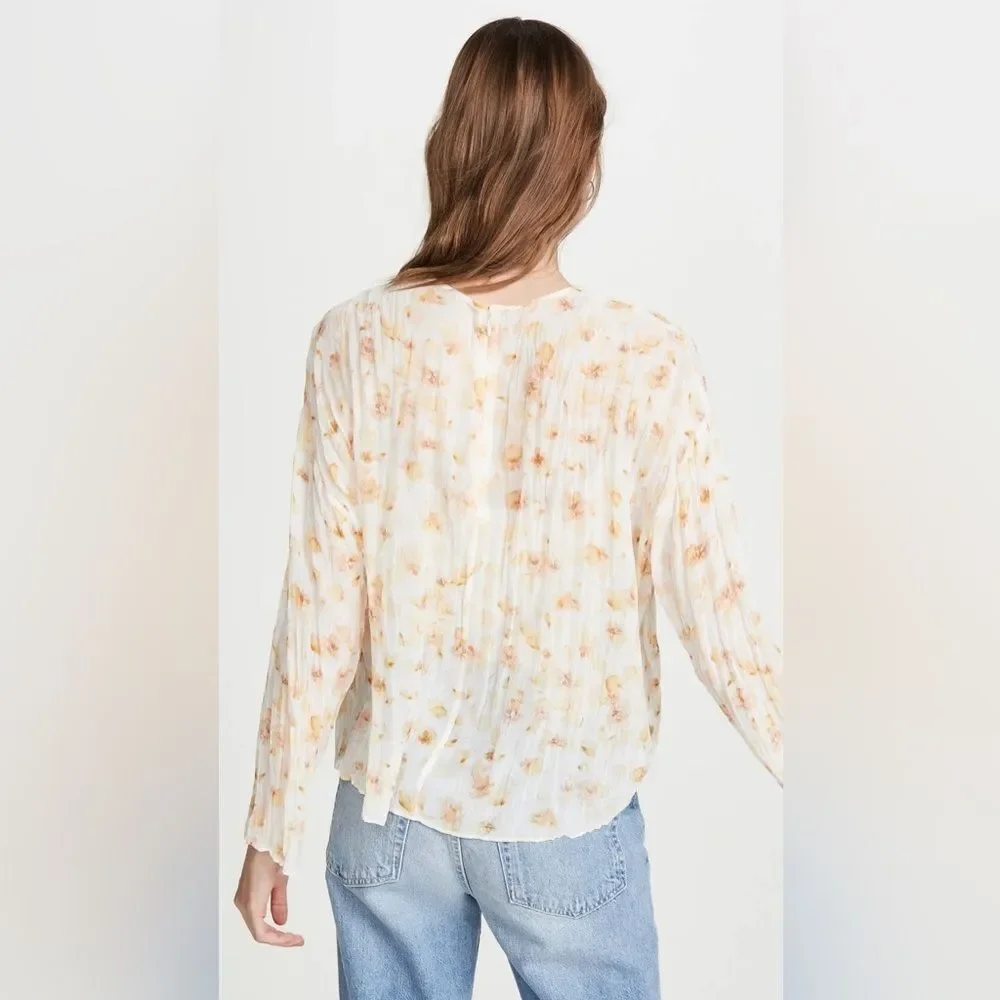 Vince Pressed Petal Long Sleeve Blouse in Off White, Size Small, NWT - Picture 4 of 13